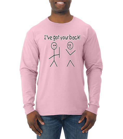 I Got Your Back Mens Stick Figure Humor Long Sleeve T Shirt Funny