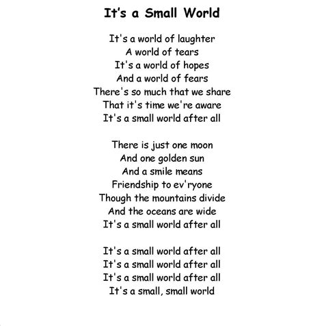 Its A Small World Song Lyrics Lyricswalls