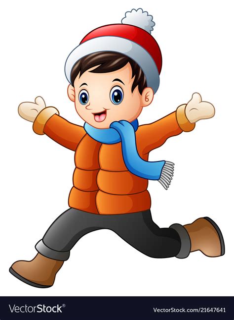 Cartoon Boy Wearing Winter Clothes Royalty Free Vector Image