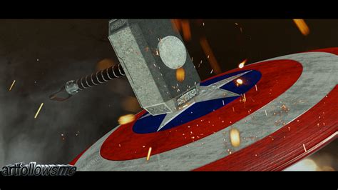 Captain Americas Shield And Thors Hammer By Artisi On Deviantart
