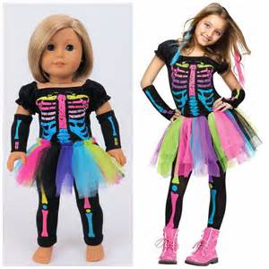 Electric Neon Skeleton Costume For Girls And American Girl