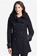 Mackage Leather Trim Double Breasted Peacoat | Nordstrom