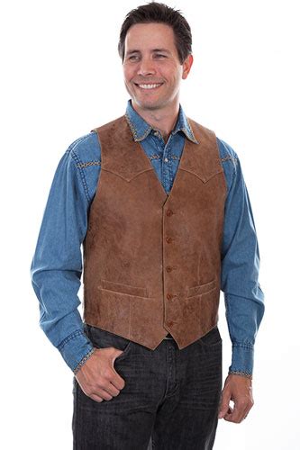 Scully Vintage Leather Western Vest Brown Mens Leather Western