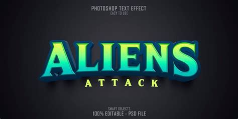 Premium Psd Aliens 3d Text Style Effect Template
