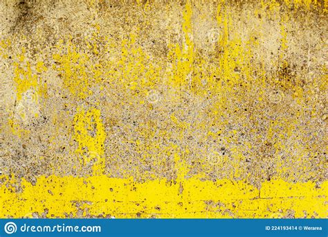 Yellow Paint Pattern On Old Concrete Wall Stock Photo Image Of