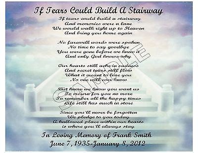 IF TEARS COULD BUILD A STAIRWAY PERSONALIZED POEM MEMORY GIFT EBay