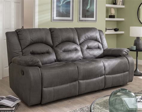 Nova 3 Seater Recliner Sofa Double In Grey Furniture World