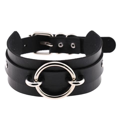 Sexy Pu Choker Punk Rock Handmade O Round Double Layered Leather Collar