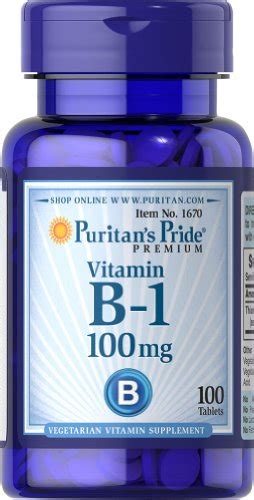 Puritan S Pride Vitamin B 1 100 Mg 100 Tablets