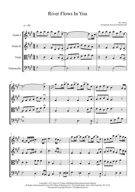 Free sheet music with notes fingering chart download. River Flows In You - Yiruma (String Quartet) By Yiruma, - Digital Sheet Music For Individual ...