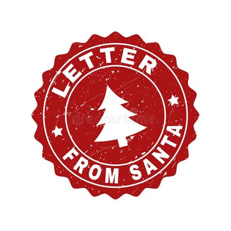 Letter From Santa Grunge Stamp Seal With Fir Tree Stock Vector