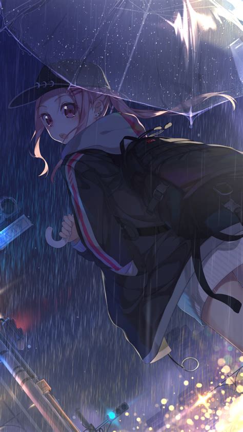 750x1334 Resolution Anime Girl With Umbrella In Rain Iphone 6 Iphone