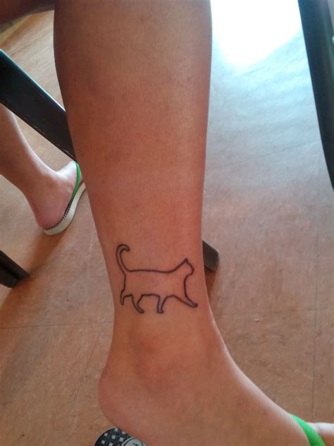 My Cat Tattoo On My Ankle Just A Simple Outline Now But I Might Get