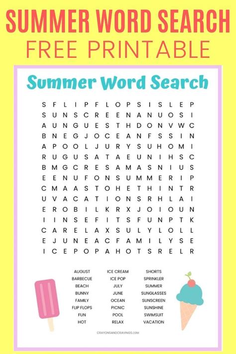 summer word search printable summer words kids worksheets printables