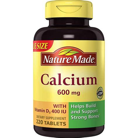 Nature Made Calcium Carbonate 600 Mg W D3 400 Iu Tablets Mega Size