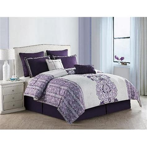 Luxury Home Torrance Comforter Set Queen Purple 8 Piece Set
