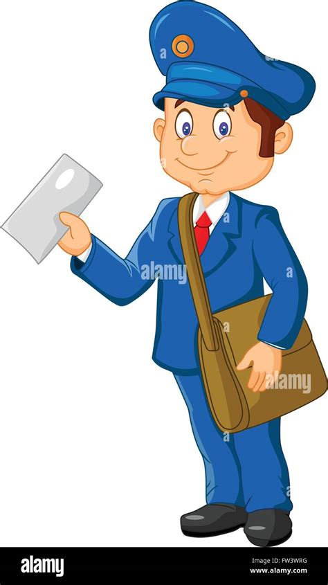 Cartoon Postman Holding Mail And Bag Stock Vector Image Art Alamy