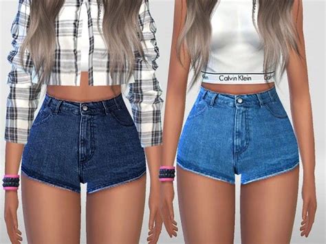 The Sims Resource Summer Blue Denim Shorts By Pinkzombiecupcakes