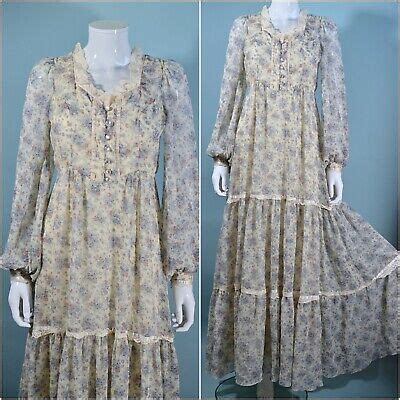 Vintage Candi Jones Gunne Sax Style Cottagecore Floral Print Maxi Dress S Ebay