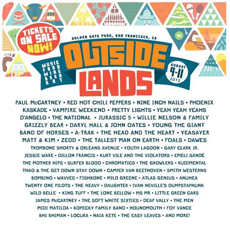 Outside Lands Music Festival Lineup And Tickets