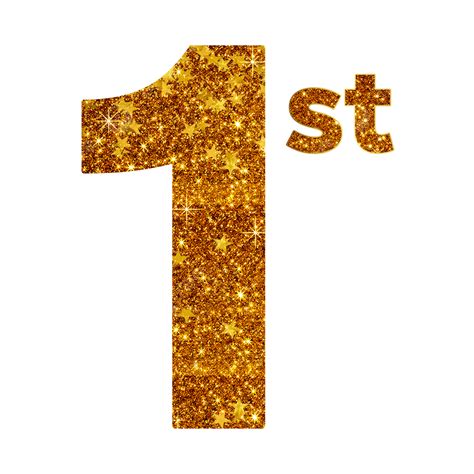 Gold Glitter Number First Shiny Sparkling Golden Vector Golden Number