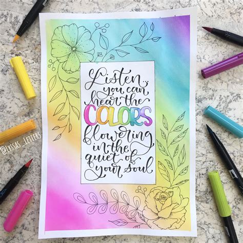 Rainbow Watercolor Hand Lettering Artwork By Lyssasletters White