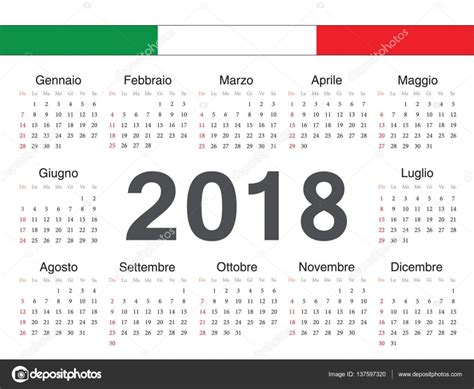 Vector Italian Circle Calendar 2018 — Stock Vector © Julvil11 137597320