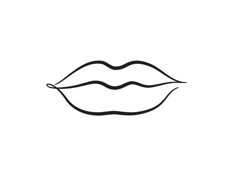 Lips Female Sexy Red Lips Line Drawn Illustration Beautiful Woman Lips Logo In Pastel Color