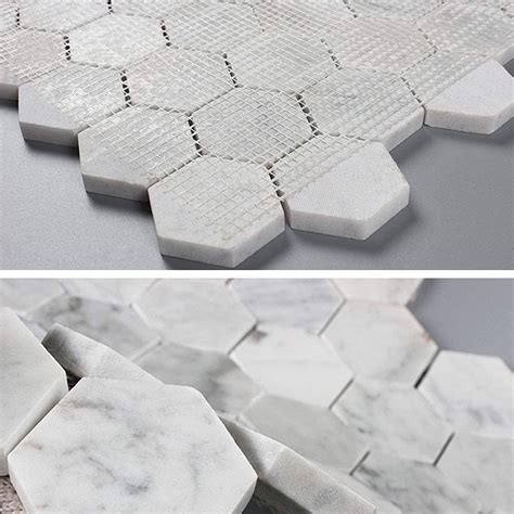 Buy Diflart Carrara Italian White Carrera 2 Inch Marble Hexagon Mosaic