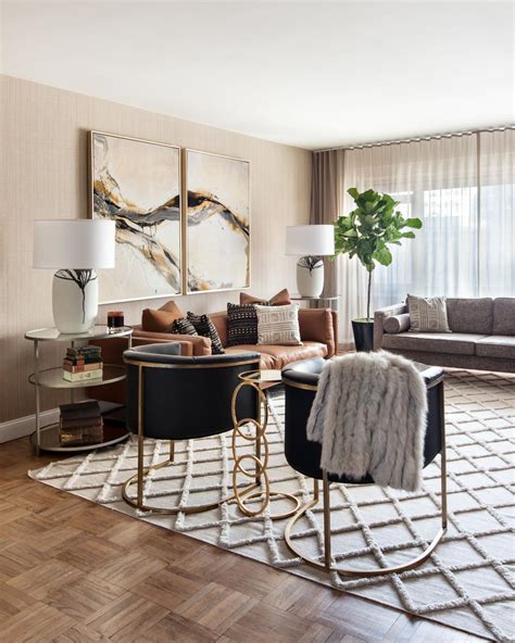 Mid centuy modern living room decor (4). Textured Area Rug in Chic Manhattan Living Room | HGTV
