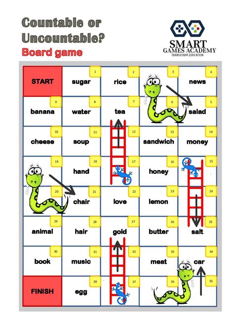 Countable And Uncountable Nouns Board Game Smart Games Academy