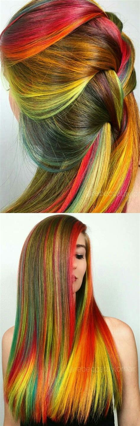 Hair Multicolour Highlights Multi Colored Hair Streaks Imgkid