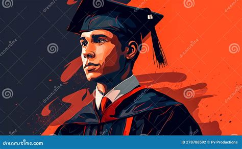 Young Male Graduate Wearing A Graduation Cap Generative Ai Stock