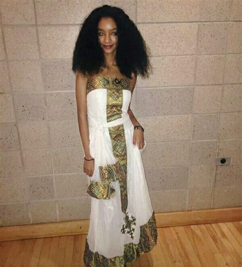 Clipkulture Ethiopian Lady In Habesha Kemis Traditional Wear For Africa Day Habesha Kemis