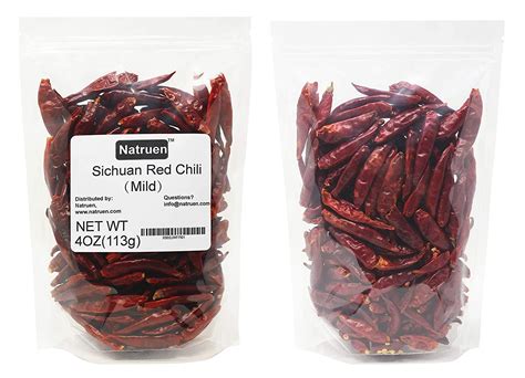 Natruen Whole Dry Szechuan Chinese Red Chili Pods 4oz Mild Facing