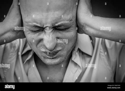 Man Closing Eyes Black And White Stock Photos And Images Alamy