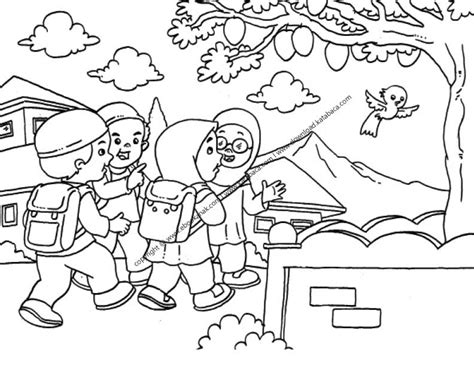 Gambar Mewarnai Anak Muslim Gambar Kartun Islami Untuk Lomba Mewarnai