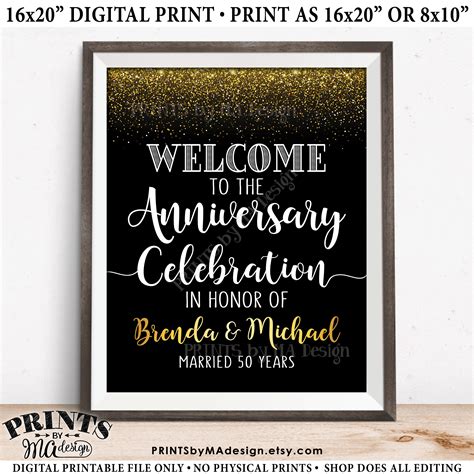 Anniversary Party Sign Welcome To The Anniversary Celebration Wedding