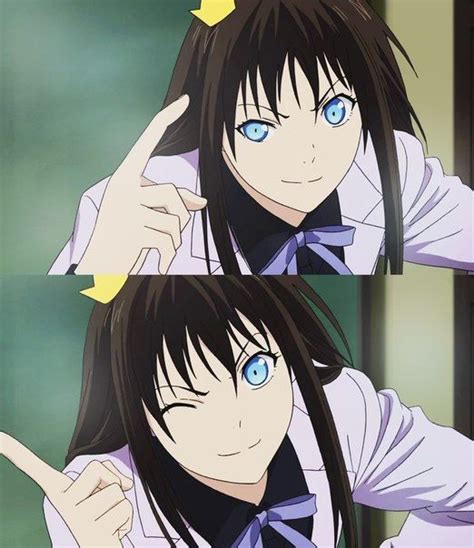 Two Anime Girls With Blue Eyes And Long Black Hair Pointing At The Camera One Girl Has Her Hand