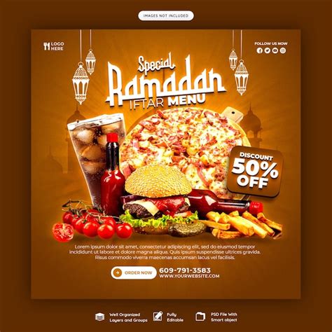 Free Psd Special Ramadan Kareem Food Menu Social Media Banner Or