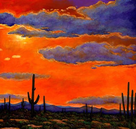 Saguaro Sunset By Johnathan Harris Desert Landscape Painting Desert