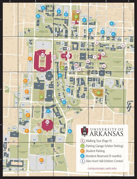 Campus Map University Of Arkansas Visitors Guide