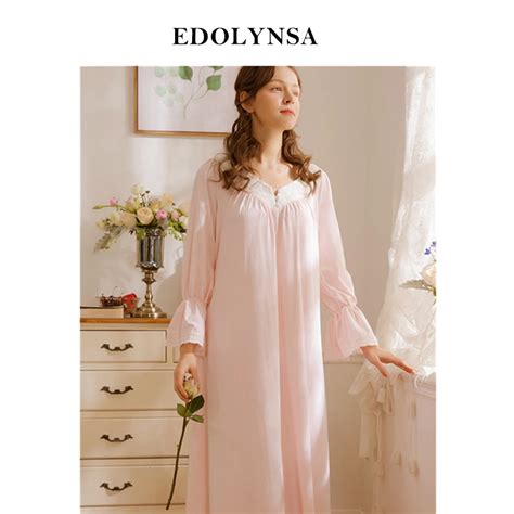 Autumn Sleepwear Women Nightgowns Sleepshirts Pink Cotton Nightdress