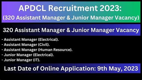 APDCL Recruitment 2023 320 Assistant Manager Junior Manager Vacancy