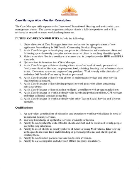 Free 8 Case Management Job Description Samples In Ms Word Pdf