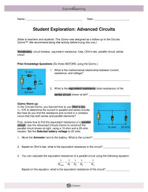 Discuss your answers with your classmates and teacher. Gizmo Student Exploration Circuits Answer Key + My PDF ...