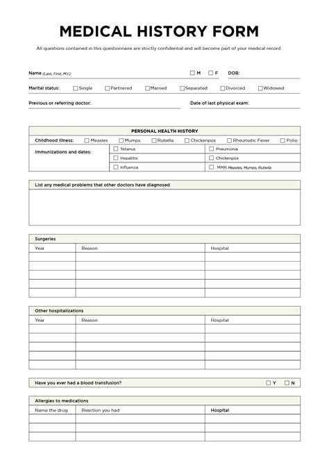 10 Best Free Printable Medical Forms Charts