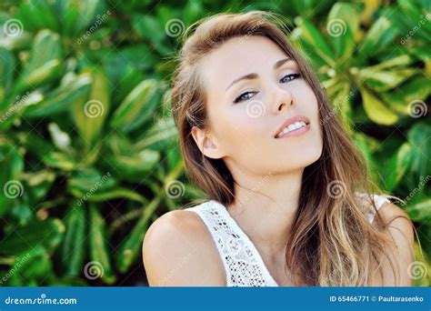 Natural Beautiful Woman Closeup Of A Beautiful Girl Face Stock Image