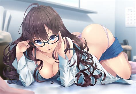 Wallpaper Glasses Cleavage Anime Girls Ichinose Shiki