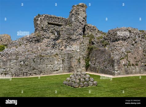 Inside The Ruin Of The Historic Pevensey Castle In East Sussex Uk It